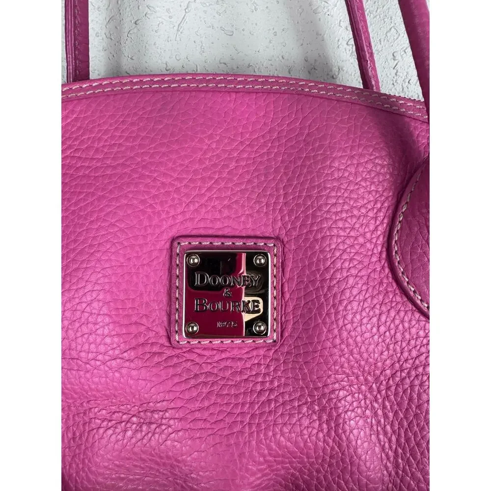Dooney & Bourke Vibrant Pink Pebbled Leather Crescent Tote with COA